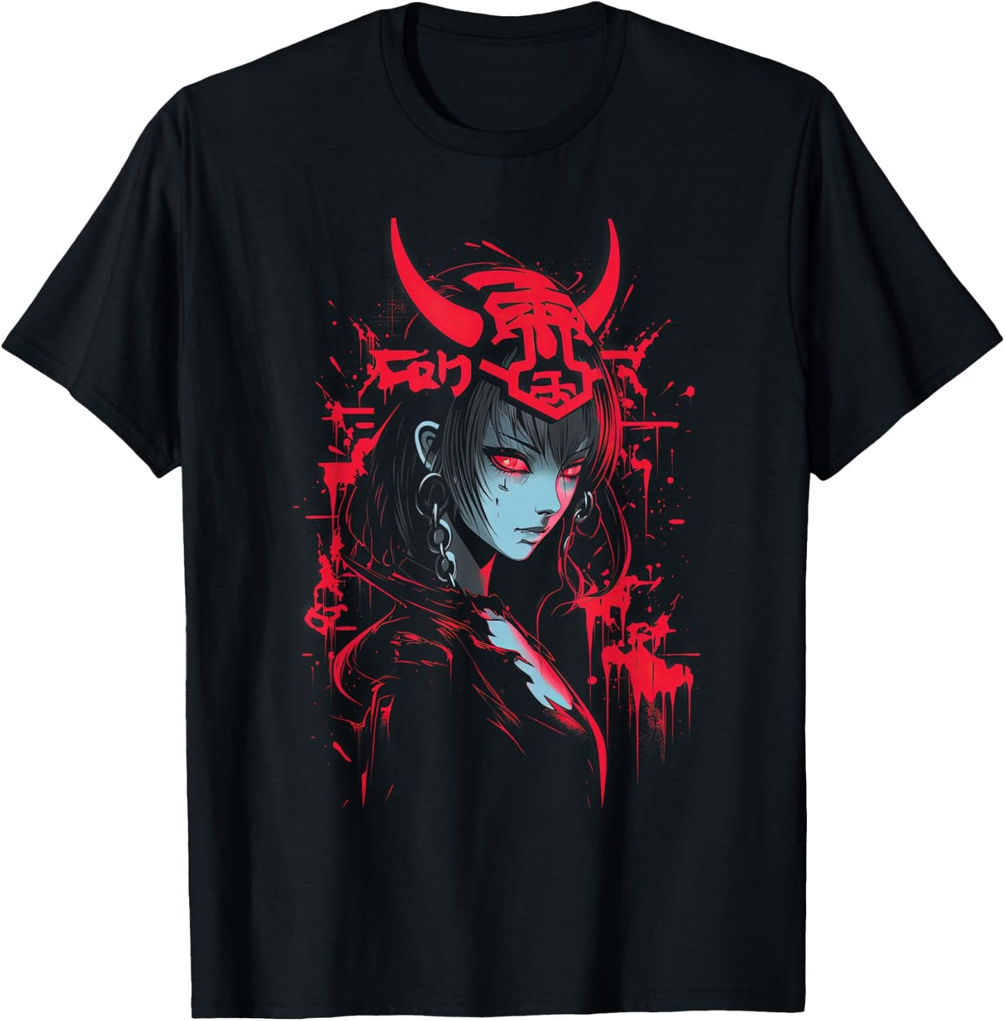 Anime Goth Girl Japanese Aesthetic Grunge Horror T-Shirt - T-Shirt | Black