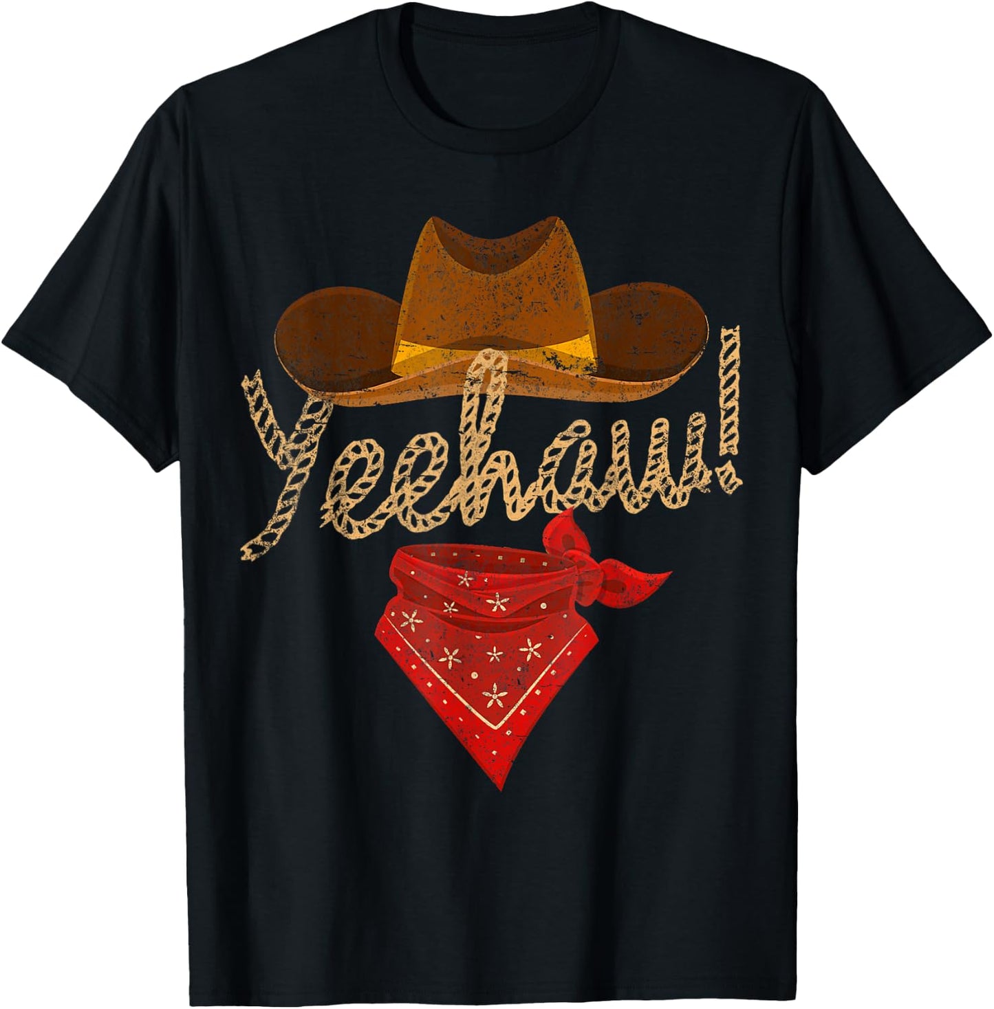 Yeehaw Cowboy Cowgirl Western Country Howdy Southern Yee Haw T-Shirt - T-Shirt | Black