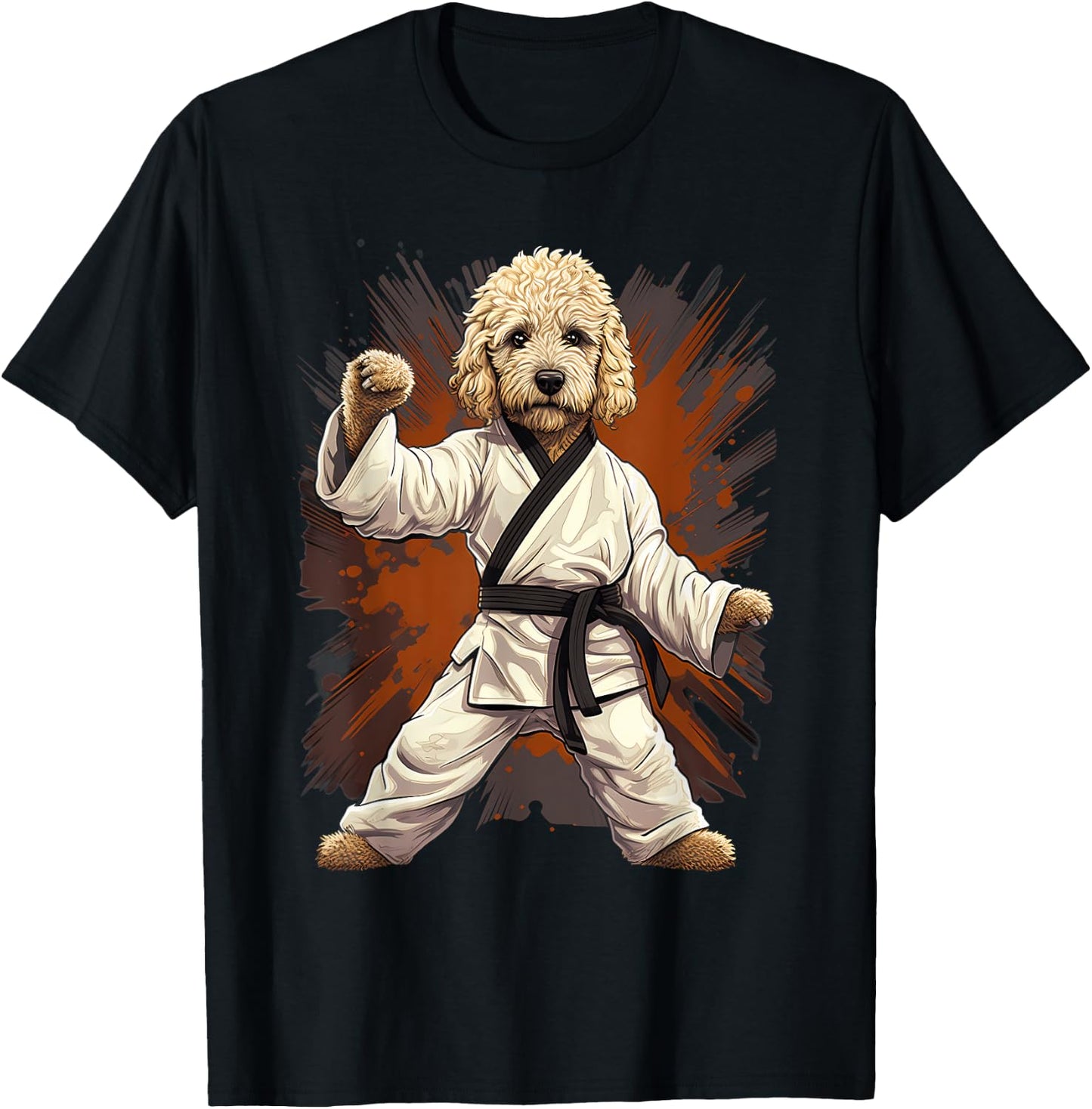 MMA Goldendoodle Dog Karate Women Girls Kids T-Shirt - T-Shirt | Black