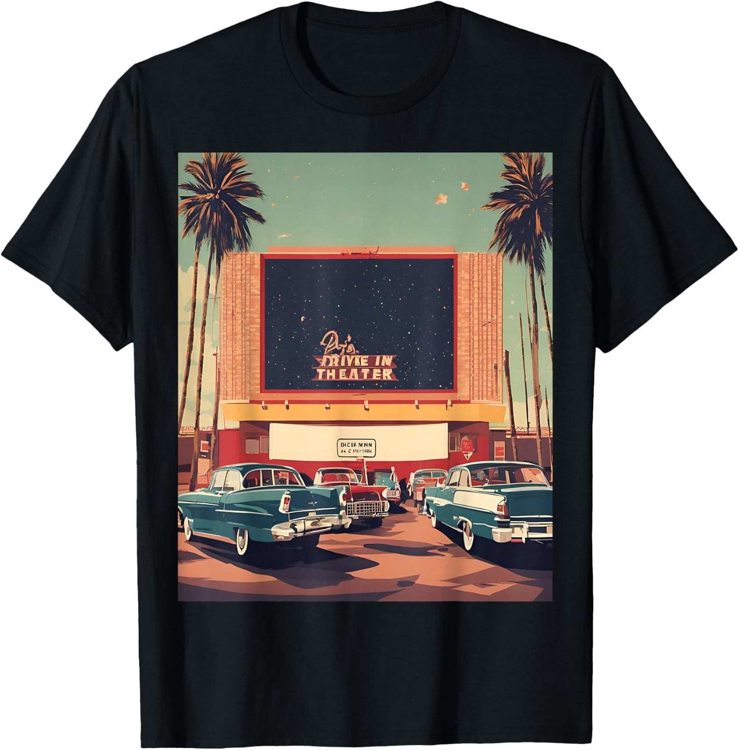 Retro Drive-in Theater Vintage Movies Graphic T-Shirt - T-Shirt | Black