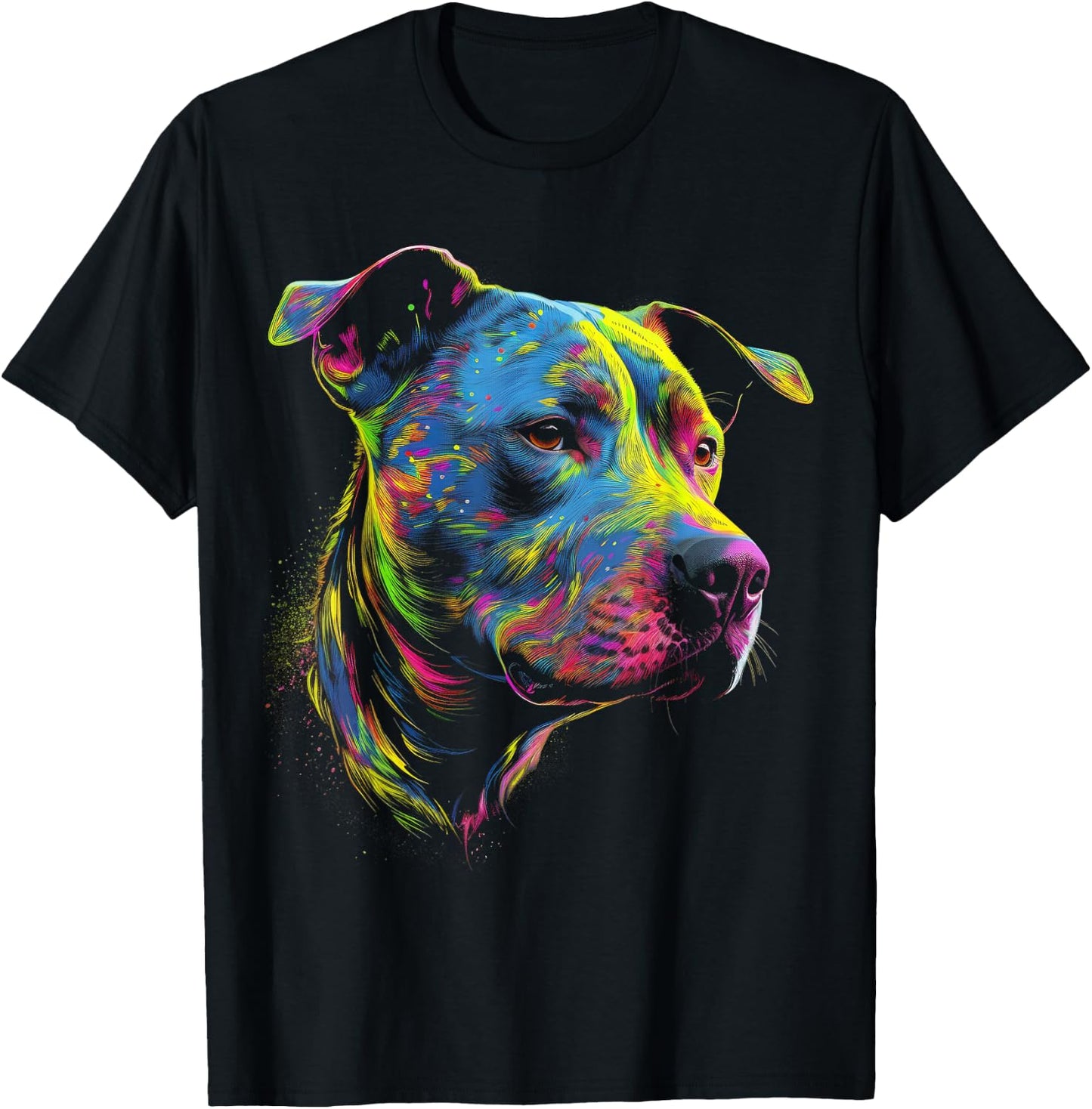 Pit Bull Mom Dog Lover Colorful Artistic Pitbull Owner Women T-Shirt - T-Shirt | Black