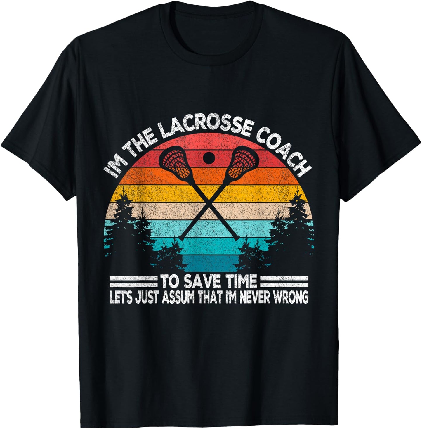Funny Lacrosse Coach Lacrosse Team Coach Retro T-Shirt - T-Shirt | Black