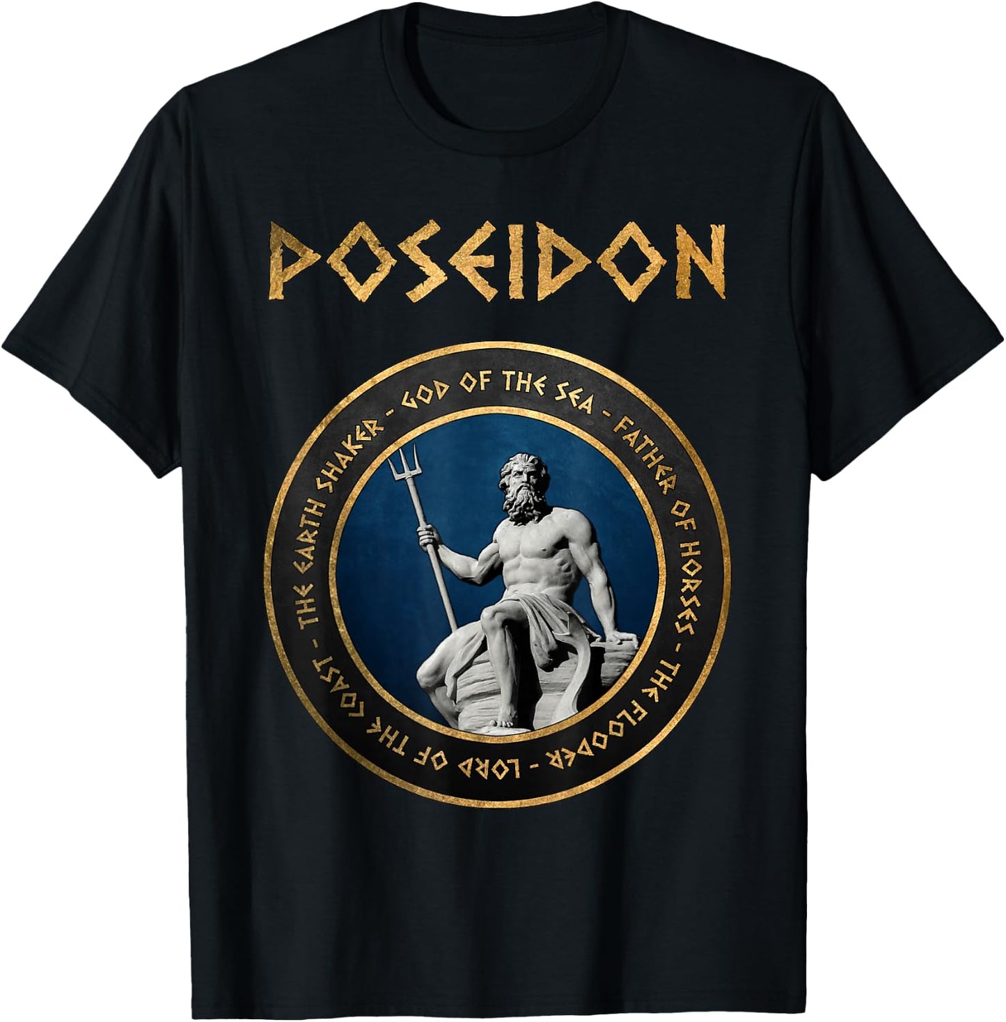 Poseidon Ancient Greek God Greece Mythology Symbol T-Shirt - T-Shirt | Black