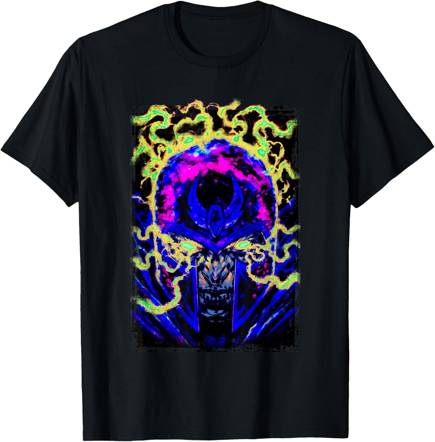Marvel X-Men Magneto Intense Looking Evil Neon Portrait T-Shirt - T-Shirt | Black
