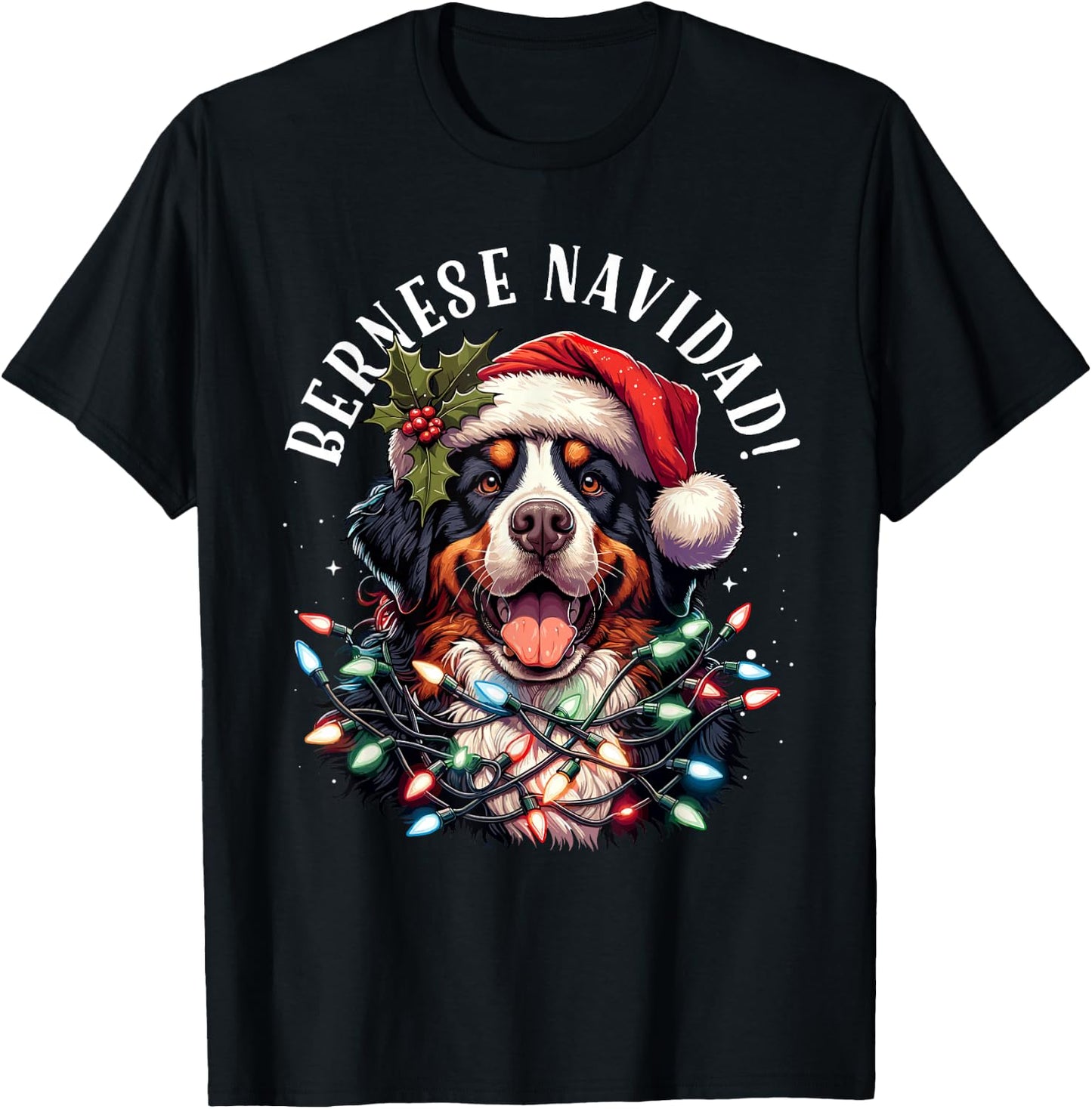 Bernese Mountain Dog Christmas Funny Bernese Navidad Berner T-Shirt - T-Shirt | Black