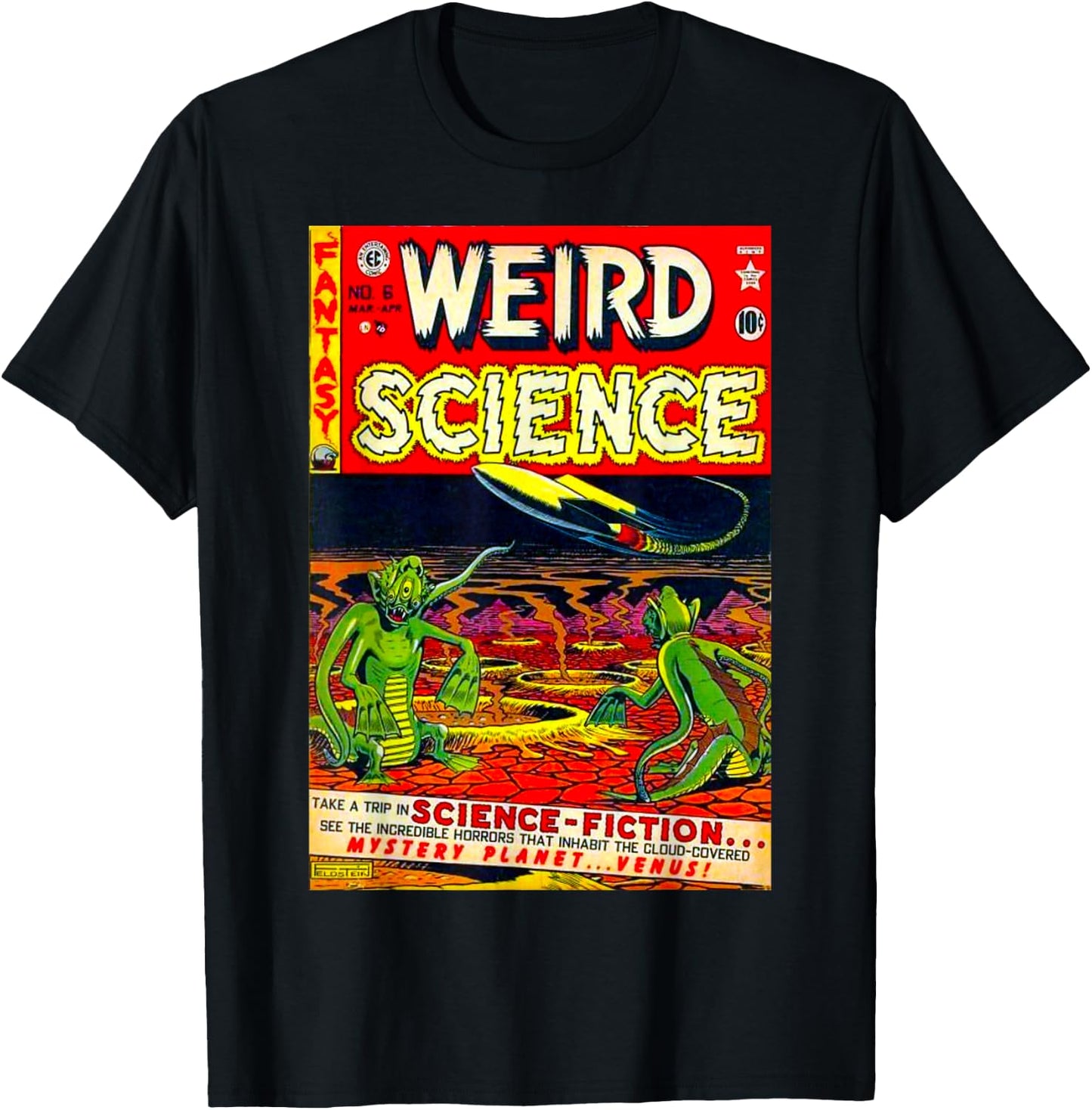 Funny Nerdy Weird Science Space Aliens Retro Comic Teacher Men Women Kids T-Shirt - T-Shirt | Black