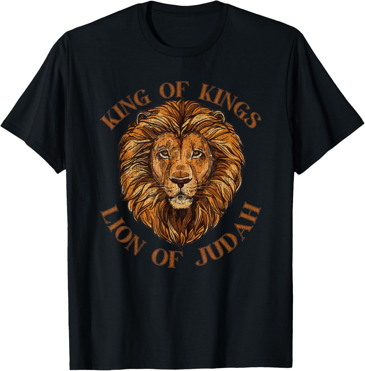 Vintage King Of Kings, Lion Of Judah Jesus Bible Judah T-Shirt - T-Shirt | Black