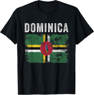 Dominica Flag Distressed - Men Women Kids - Dominican Flag T-Shirt - T-Shirt | Black
