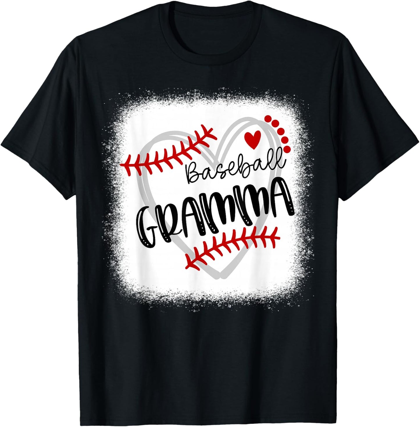 Personalized Baseball Heart Cute Gramma Women Baseball T-Shirt - T-Shirt | Black