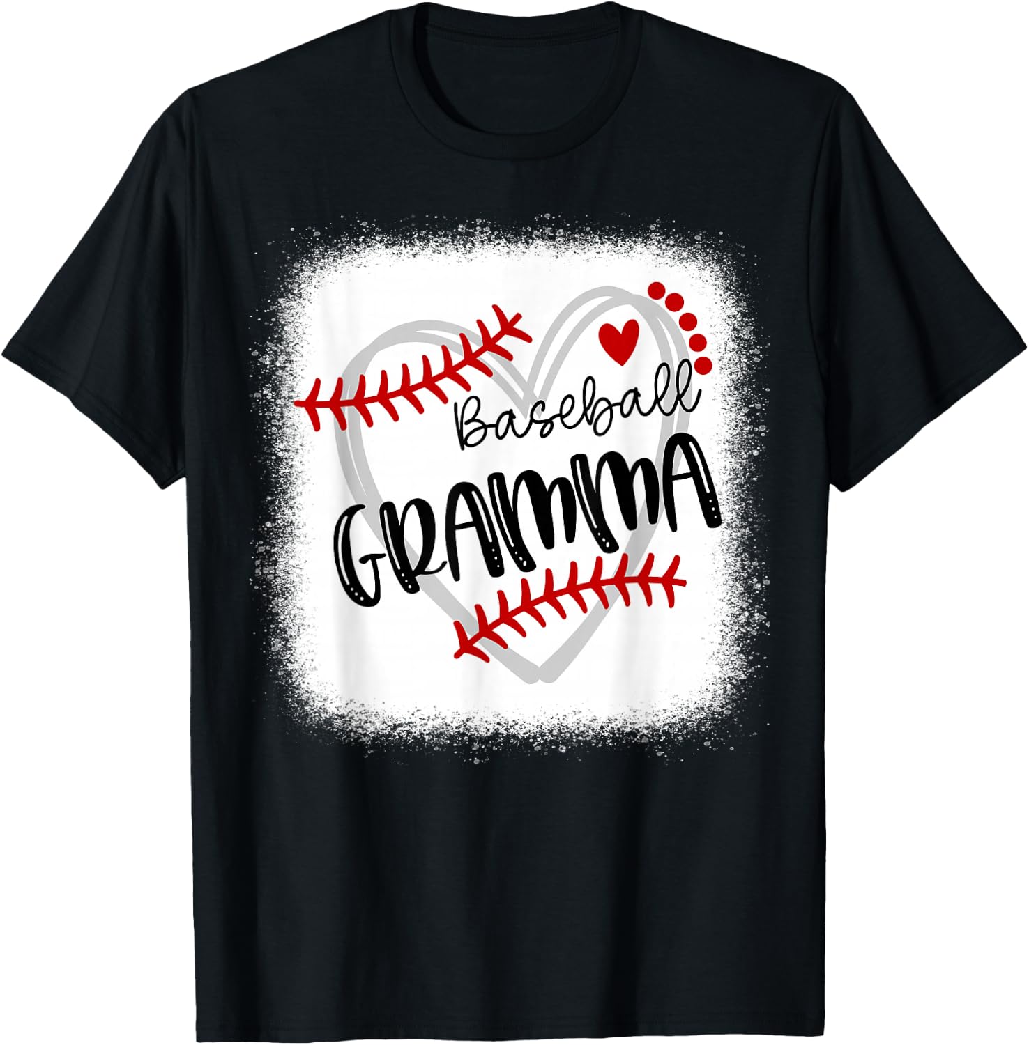 Personalized Baseball Heart Cute Gramma Women Baseball T-Shirt - T-Shirt | Black