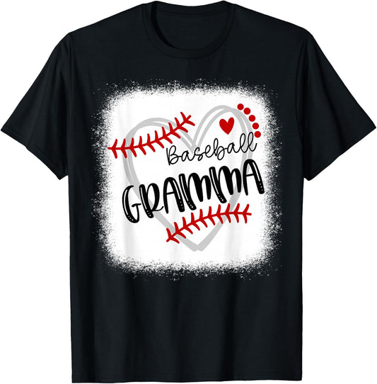 Personalized Baseball Heart Cute Gramma Women Baseball T-Shirt - T-Shirt | Black