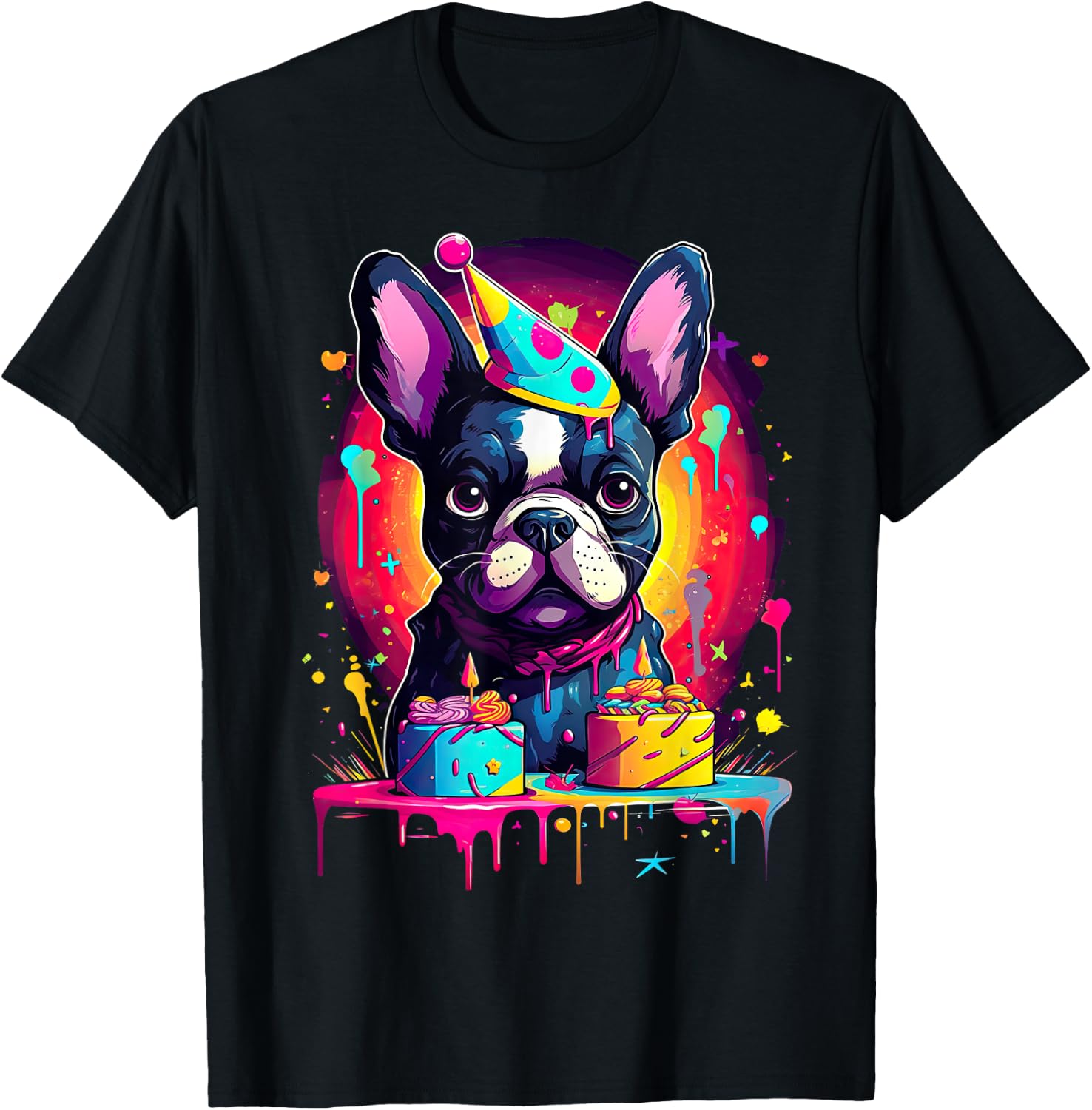 French Bulldog Dog Birthday Party Themed Women T-Shirt - T-Shirt | Black