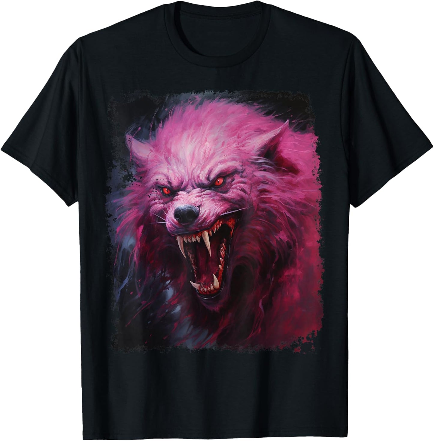 Werewolf Scary Pink Halloween T-Shirt - T-Shirt | Black