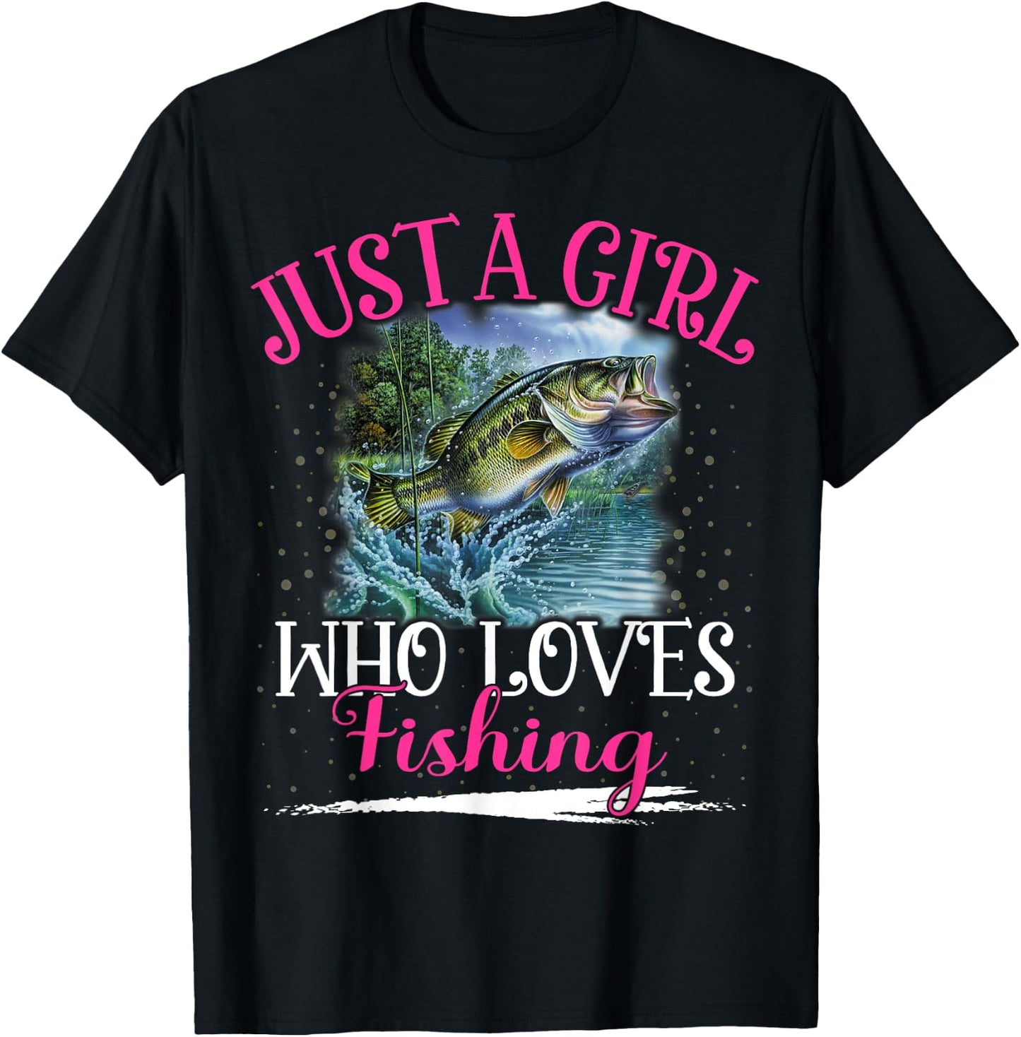 Just A Girl Who Loves Fishing Girls T-Shirt - T-Shirt | Black