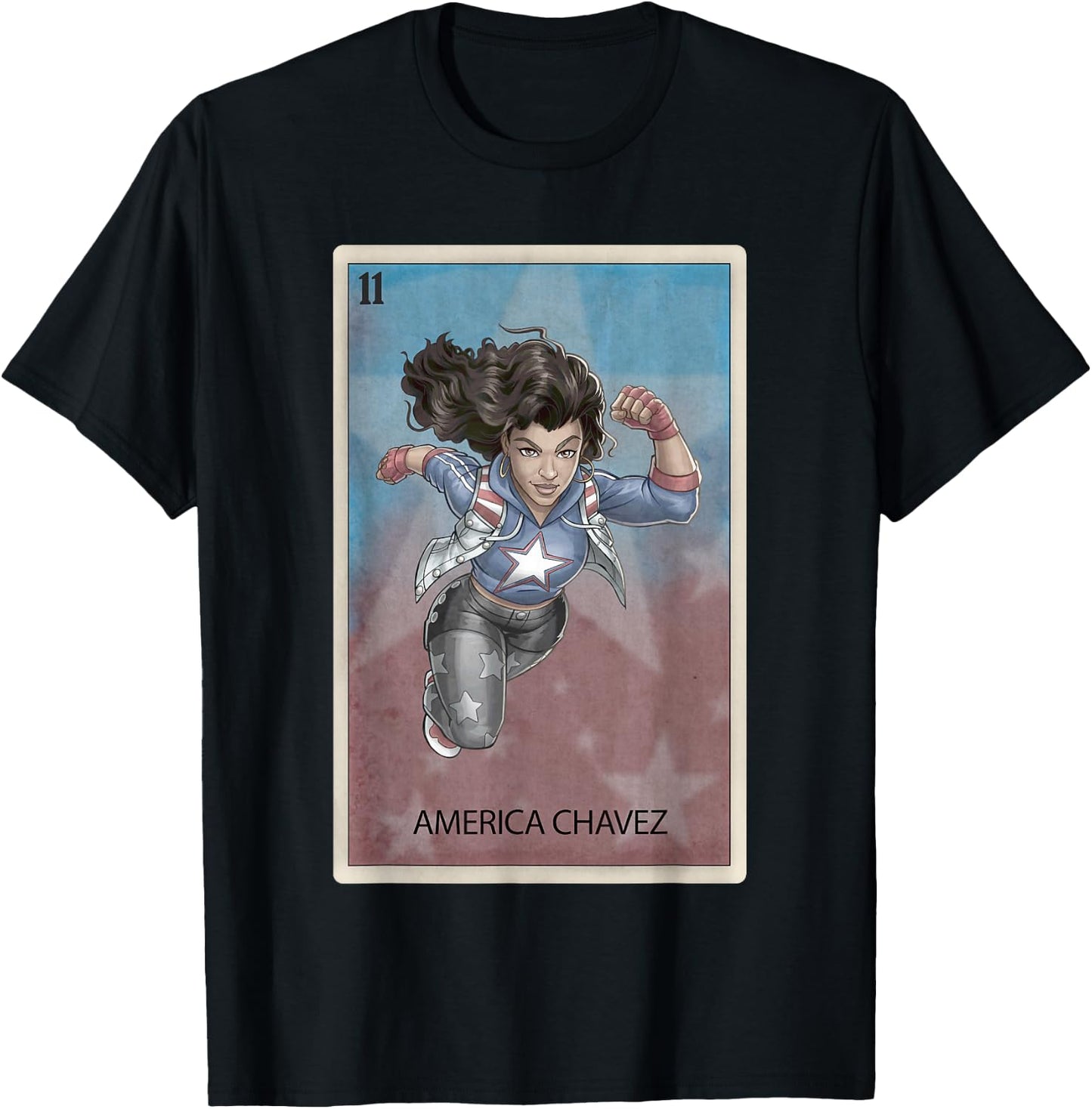 Marvel Comics Retro Classic America Chavez Playing Card T-Shirt - T-Shirt | Black