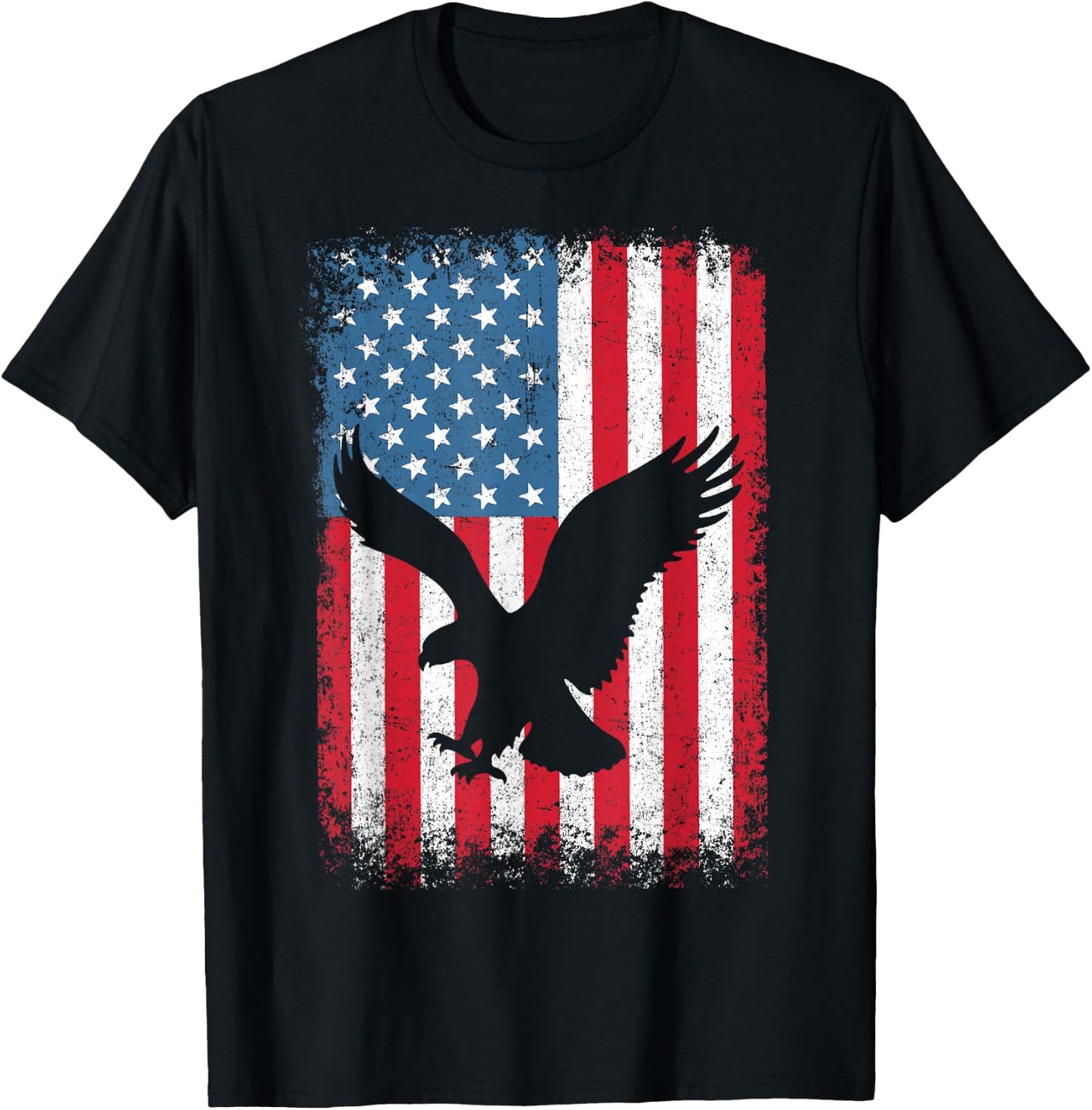 4th of July American Eagle Flag USA Independence Day T-Shirt - T-Shirt | Black