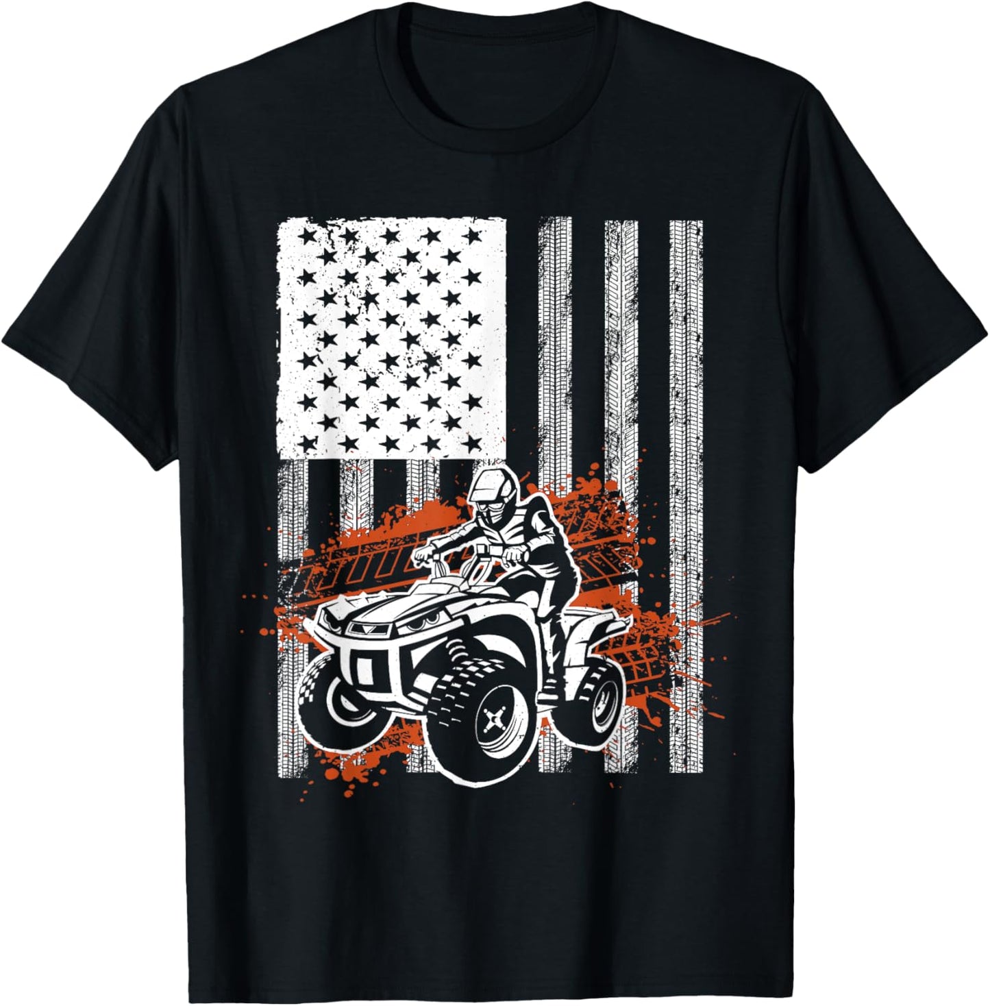 Cool ATV Women Quad Racing Squad USA Flag 4 Wheeler T-Shirt - T-Shirt | Black