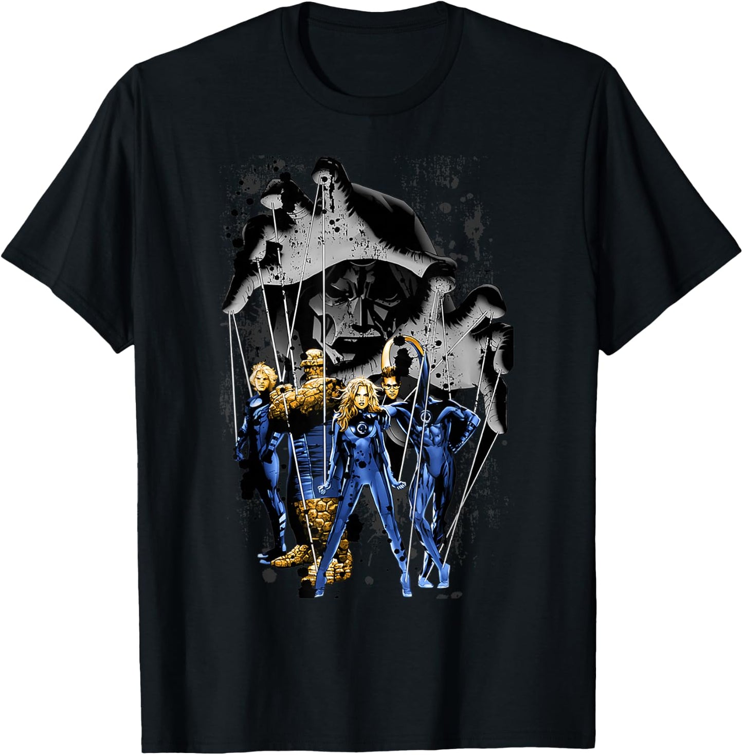 Marvel Fantastic Four Doctor Doom Puppet Master Retro Poster T-Shirt - T-Shirt | Black