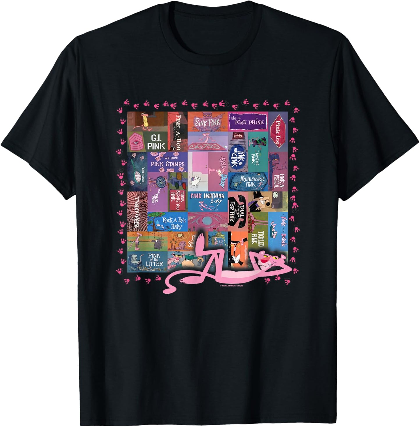 Pink Panther Vintage Titles Small T-Shirt - T-Shirt | Black