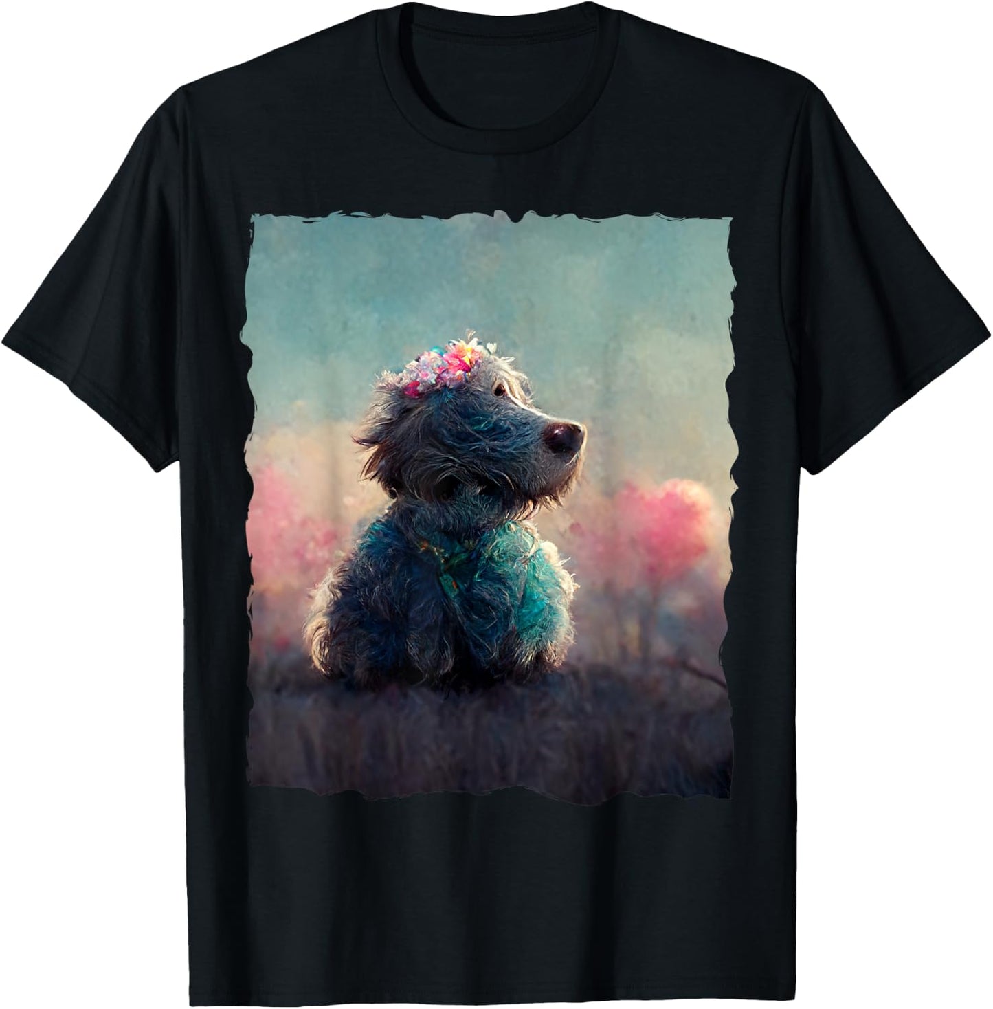 Funny Cute Fluffy Dog T-Shirt - T-Shirt | Black