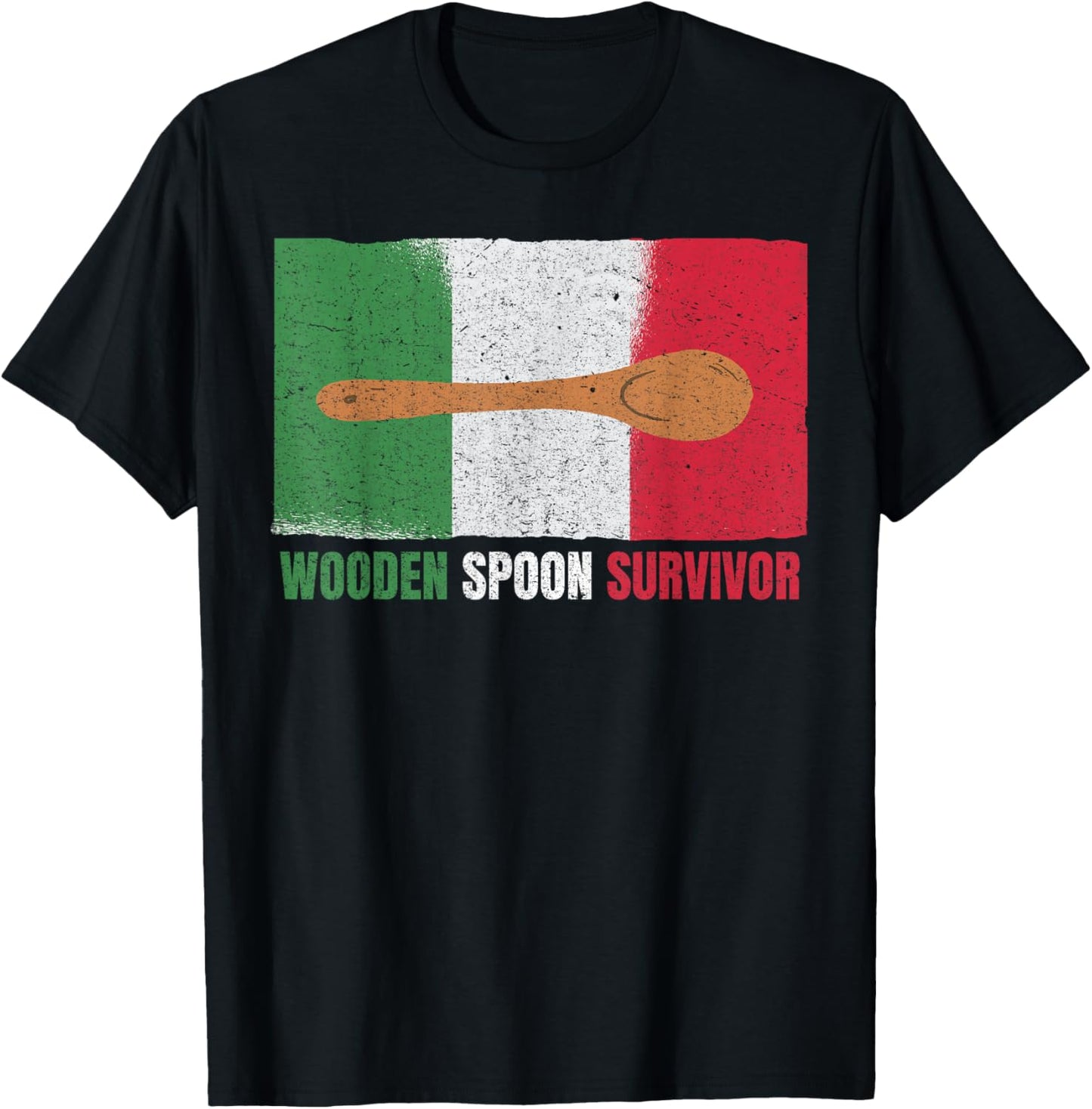Funny "wooden spoon survivor" - Italian T-Shirt - T-Shirt | Black