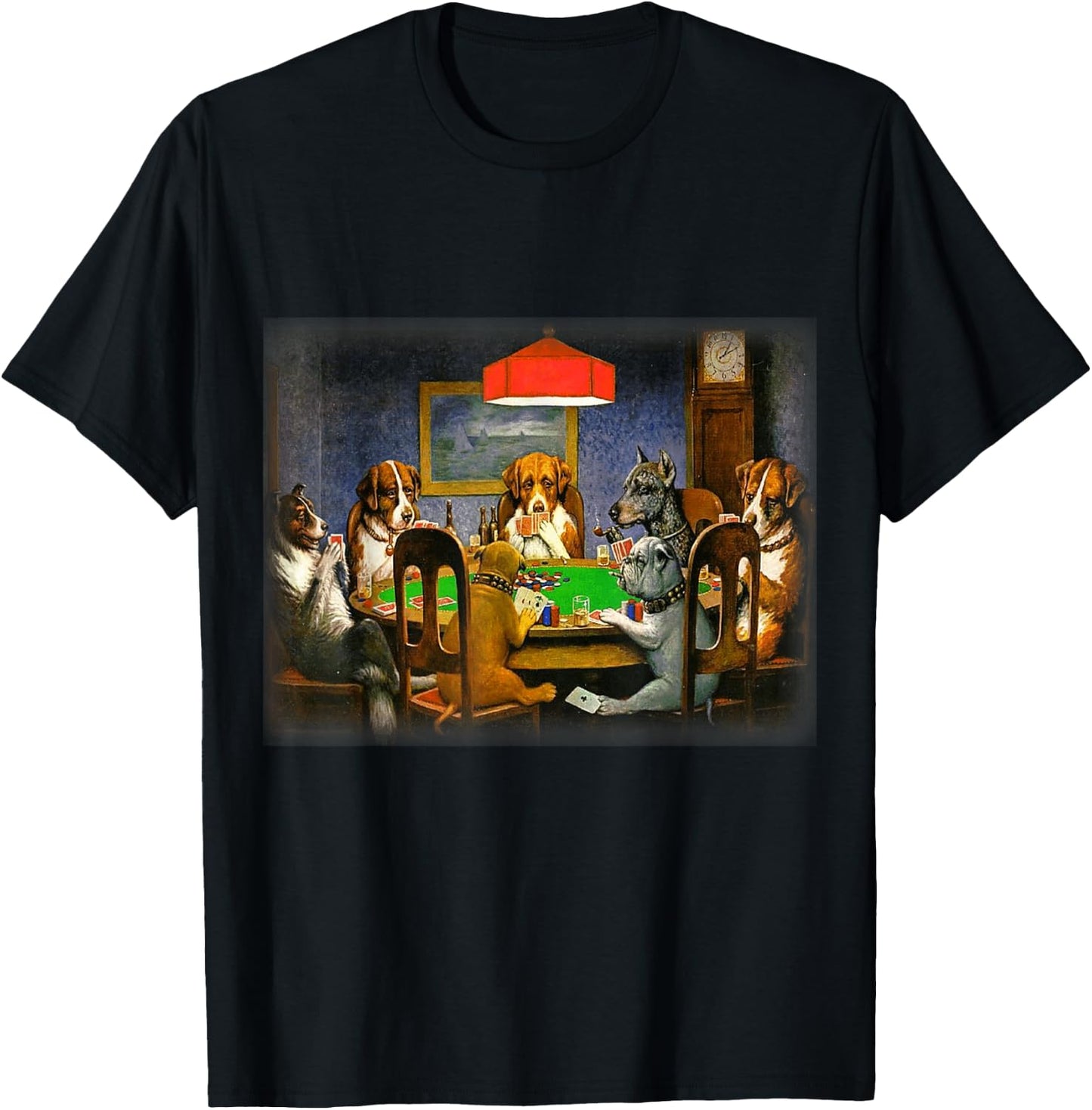 Dogs Playing Poker | A Friend in Need | Funny Dog Lover Art T-Shirt - T-Shirt | Black