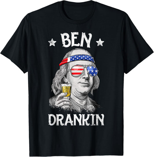 Ben Drankin 4th July Benjamin Franklin Men American T-Shirt - T-Shirt | Black