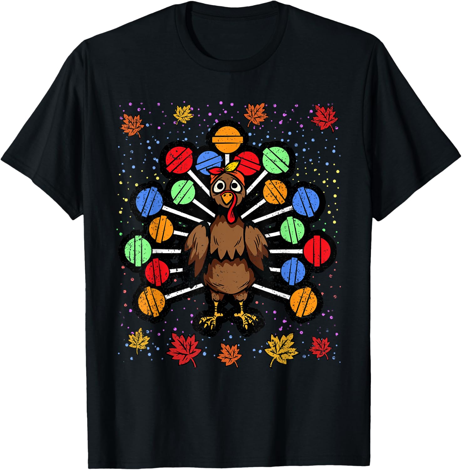 Turkey Lollipop Thanksgiving Day Funny Candy Boys Girls Kids T-Shirt - T-Shirt | Black