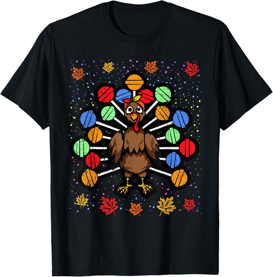 Turkey Lollipop Thanksgiving Day Funny Candy Boys Girls Kids T-Shirt - T-Shirt | Black