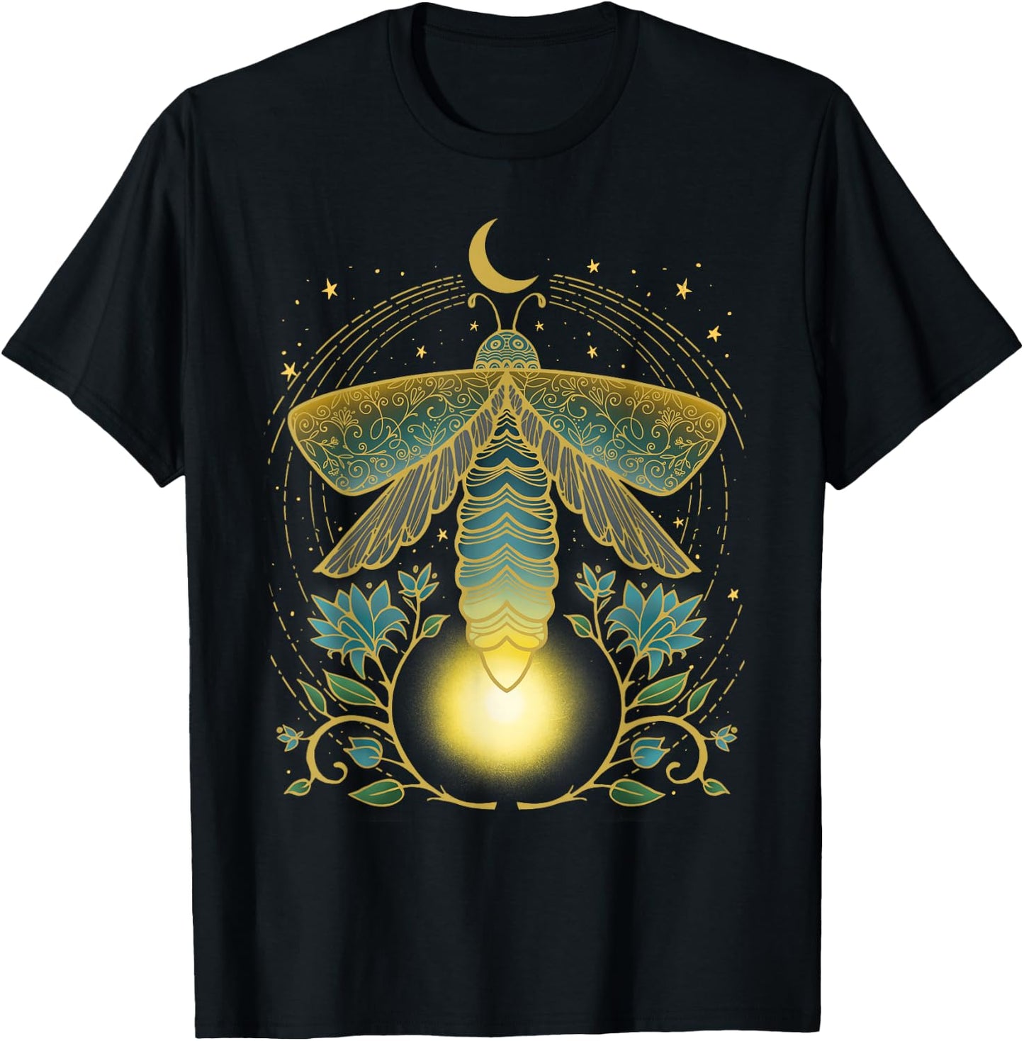 Firefly, Magical Lunar Mystical Design for Nature Lovers T-Shirt - T-Shirt | Black