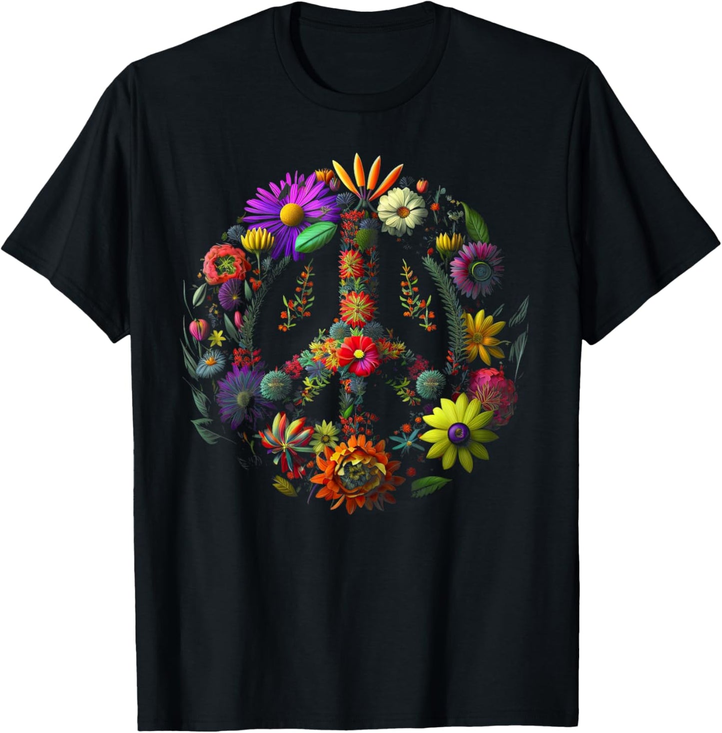 Peace hand tie sign of freedom hippie flower child T-Shirt - T-Shirt | Black