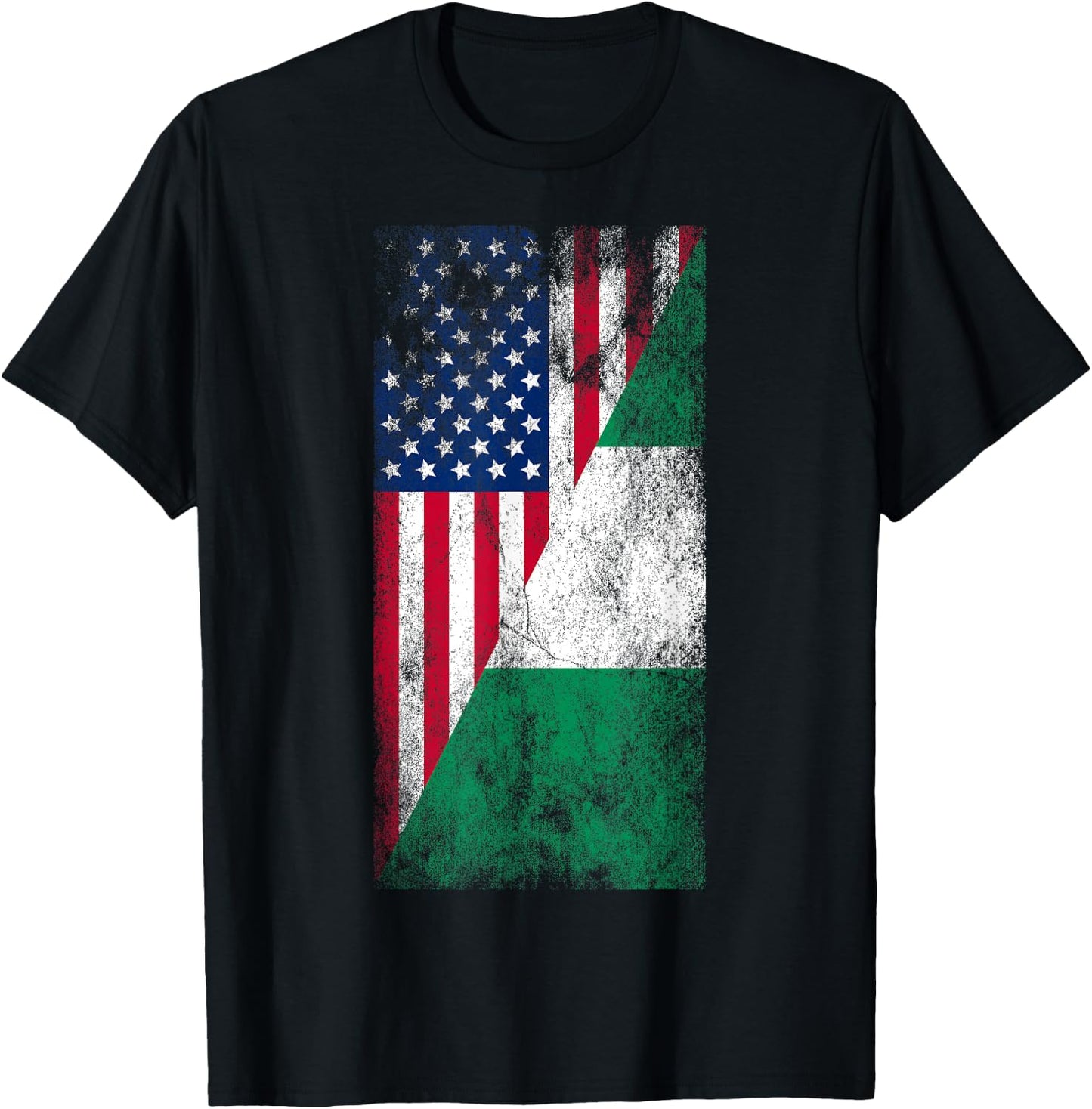 USA & Nigeria Flags - United States of America, Nigerian T-Shirt - T-Shirt | Black