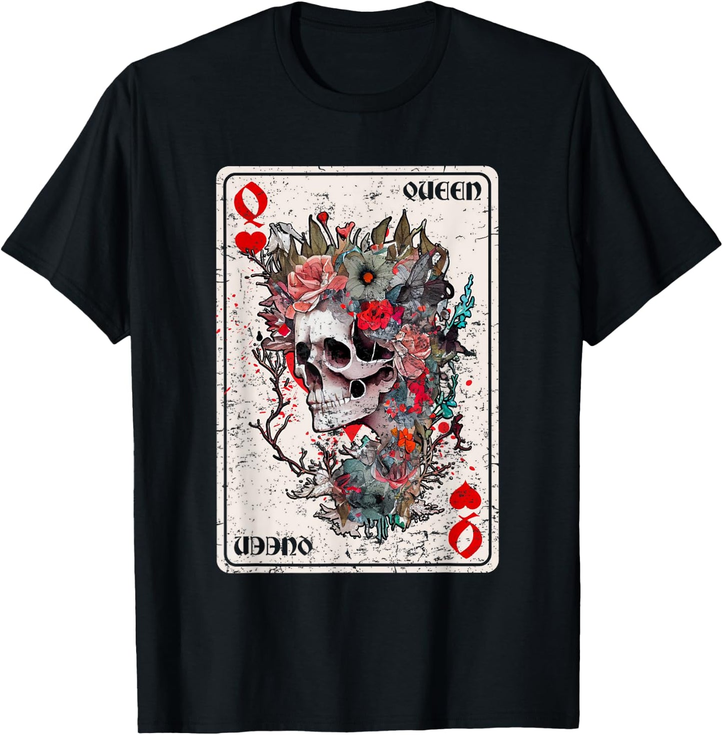 Queen of Hearts Card Game Horror Heart Queen Gothic T-Shirt - T-Shirt | Black
