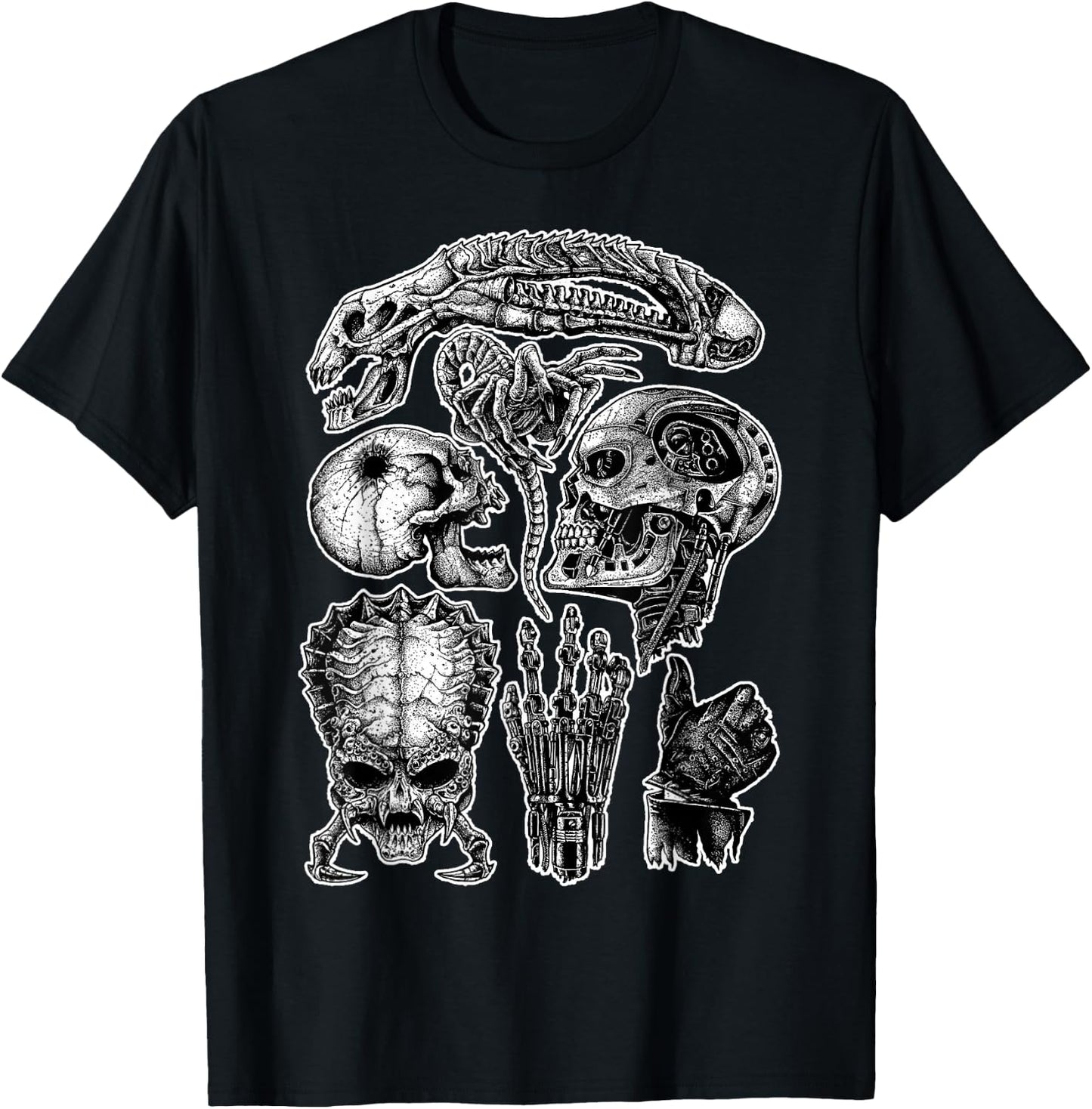 Monster's Skulls Gore Dark Spooky Skulls Horror Halloween T-Shirt - T-Shirt | Black