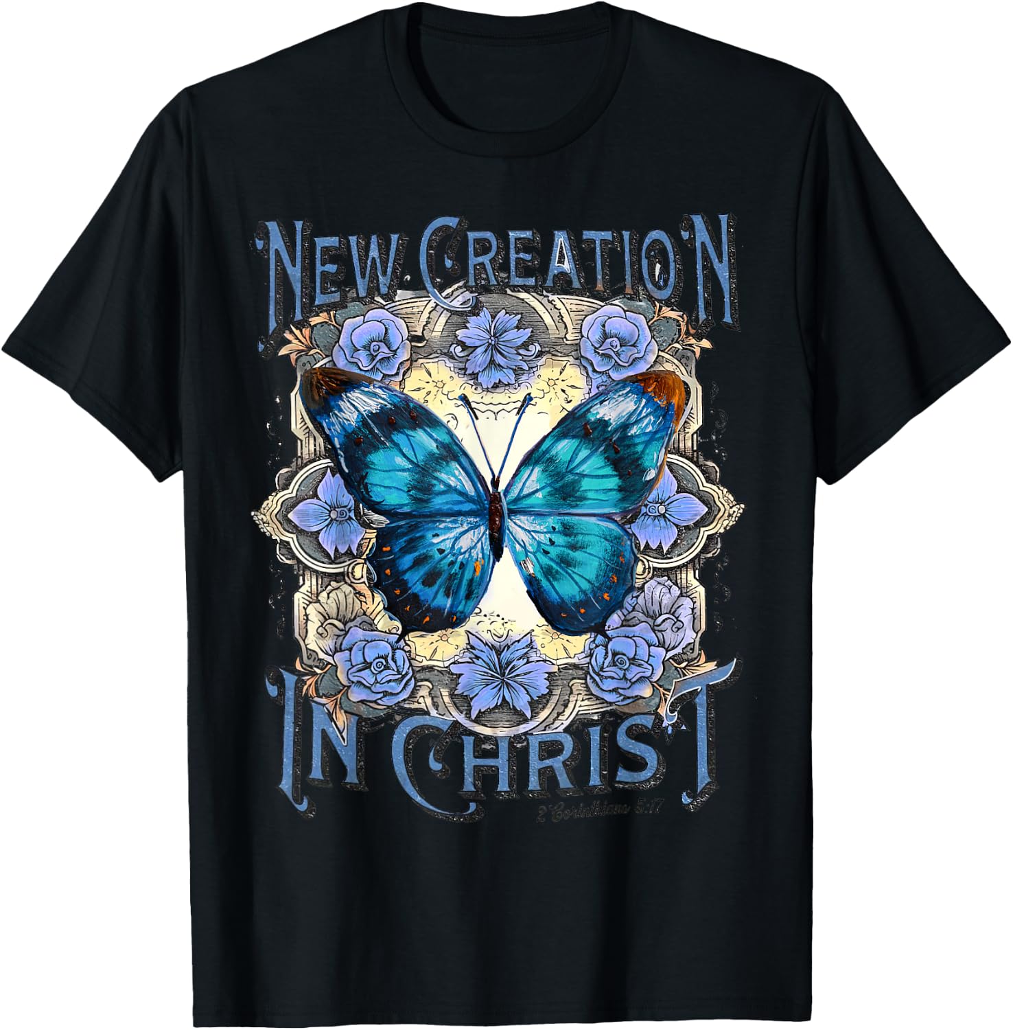 Boho Christian Jesus, Butterfly New Creation In Christ T-Shirt - T-Shirt | Black