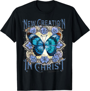Boho Christian Jesus, Butterfly New Creation In Christ T-Shirt - T-Shirt | Black