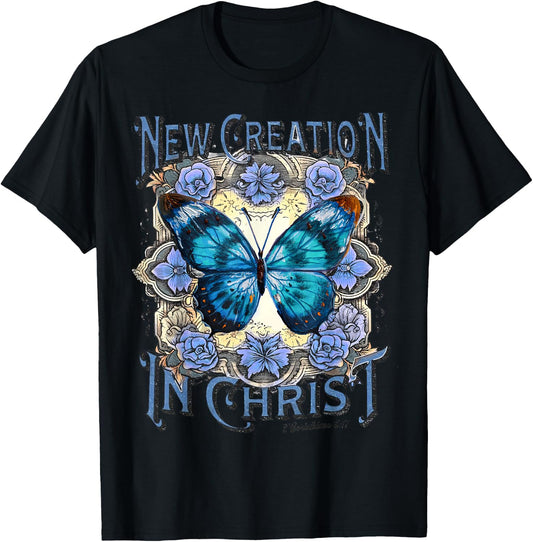 Boho Christian Jesus, Butterfly New Creation In Christ T-Shirt - T-Shirt | Black