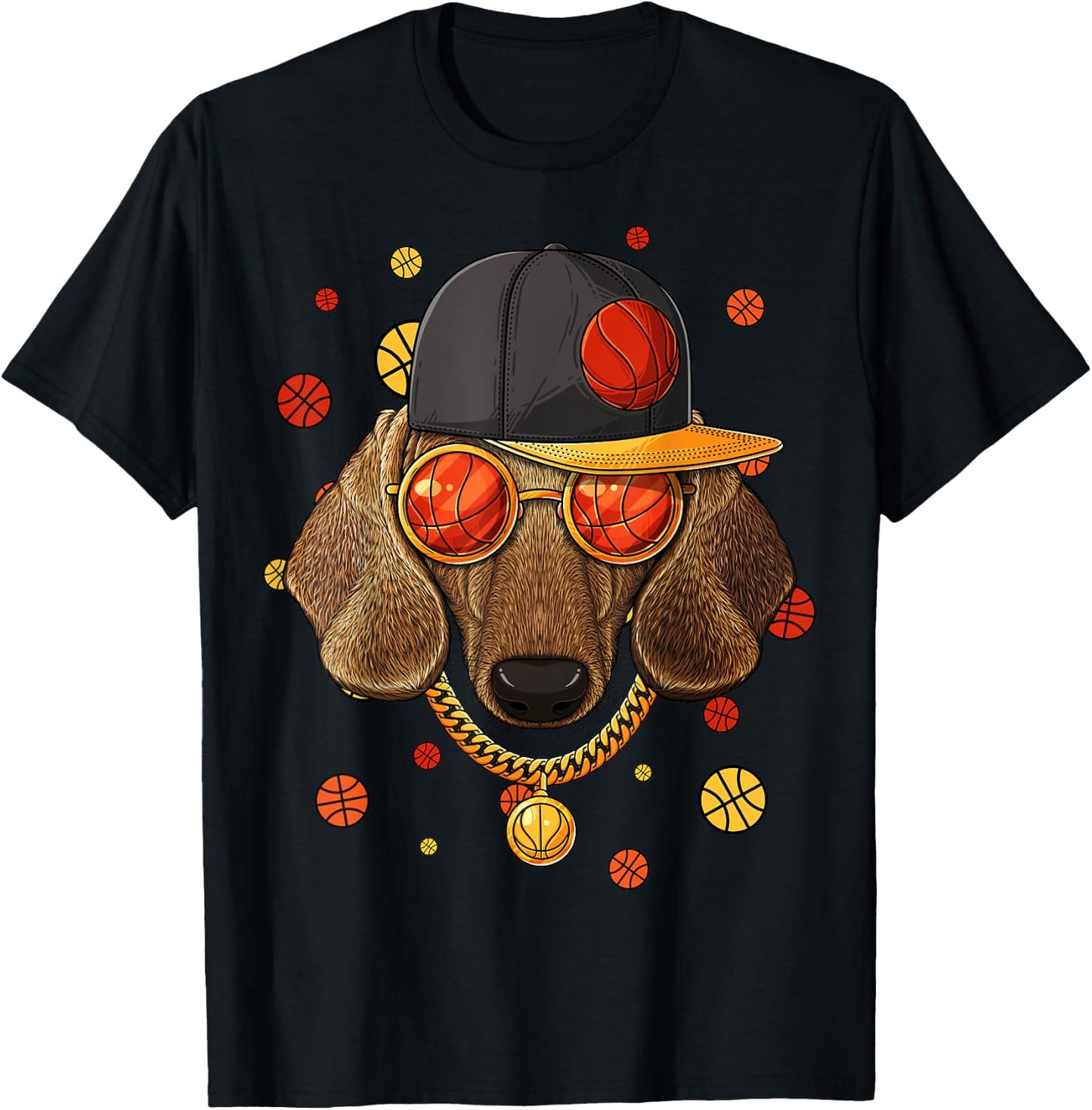 Dachshund Basketball Dog Bball Player Coach Sports Baller Women Girls Kids T-Shirt - T-Shirt | Black