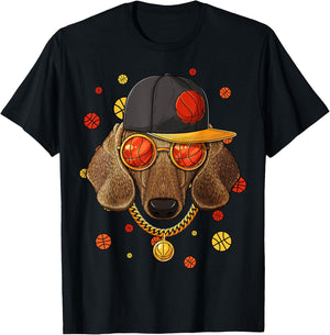 Dachshund Basketball Dog Bball Player Coach Sports Baller Women Girls Kids T-Shirt - T-Shirt | Black