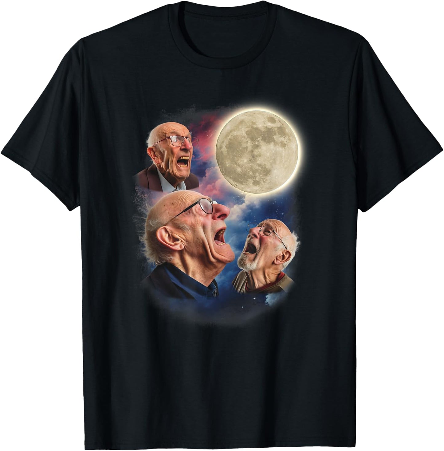 Howling Old Men Cringy Airport Exchange Embarrassing T-Shirt - T-Shirt | Black