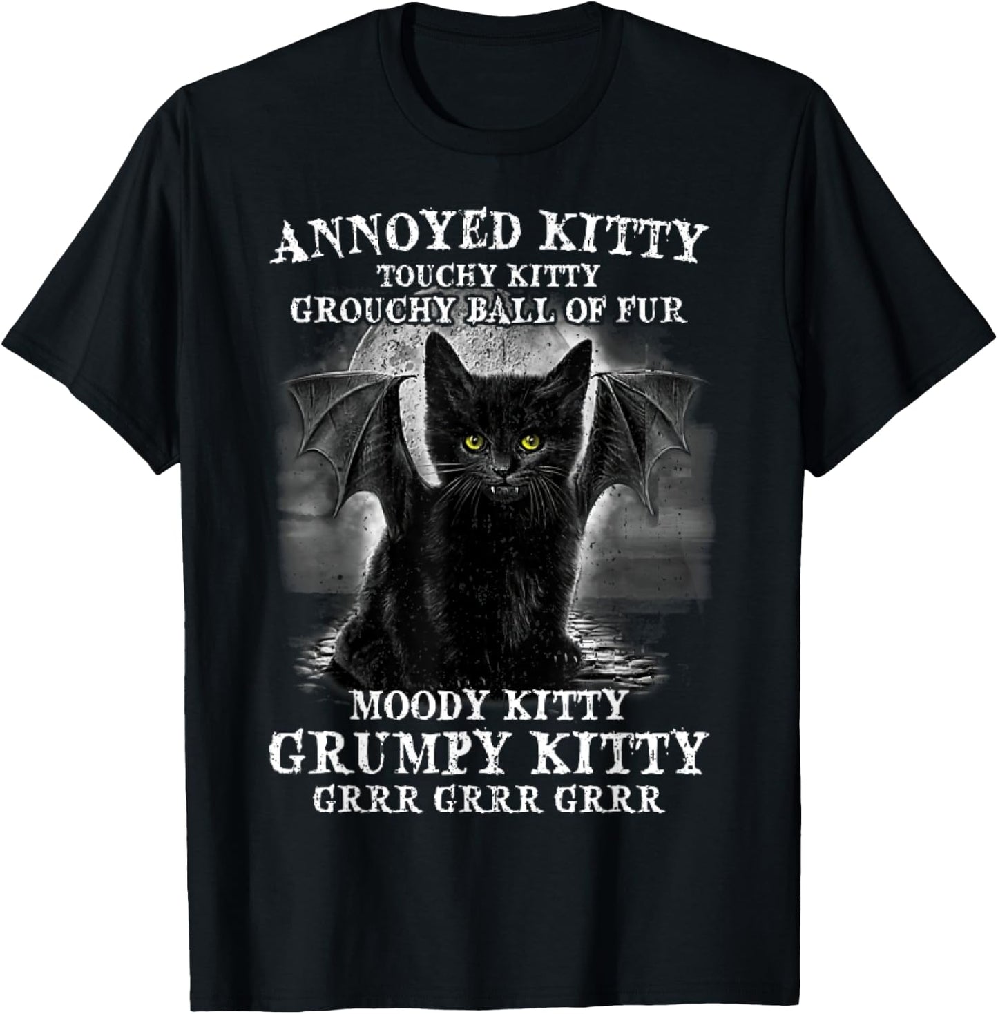 Cat Bat Annoyed Kitty Touchy Kitty Grouchy Ball Of Fur Women T-Shirt - T-Shirt | Black