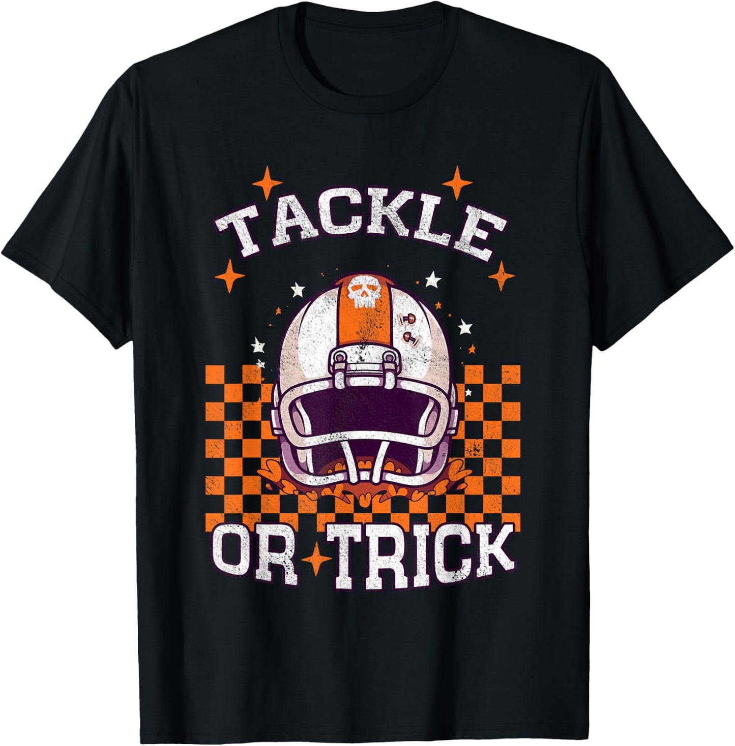 Tackle Football Halloween Spooky Sports Boys Kid T-Shirt - T-Shirt | Black