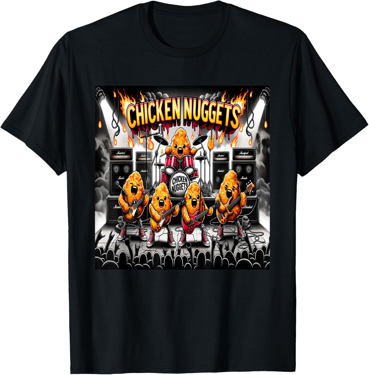 Chicken Nuggets Heavy Metal World Tour T-Shirt - T-Shirt | Black