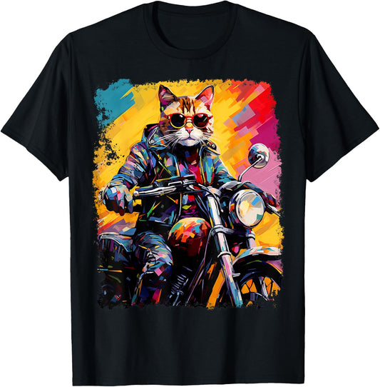 Cat on Motorcycle Women T-Shirt - T-Shirt | Black
