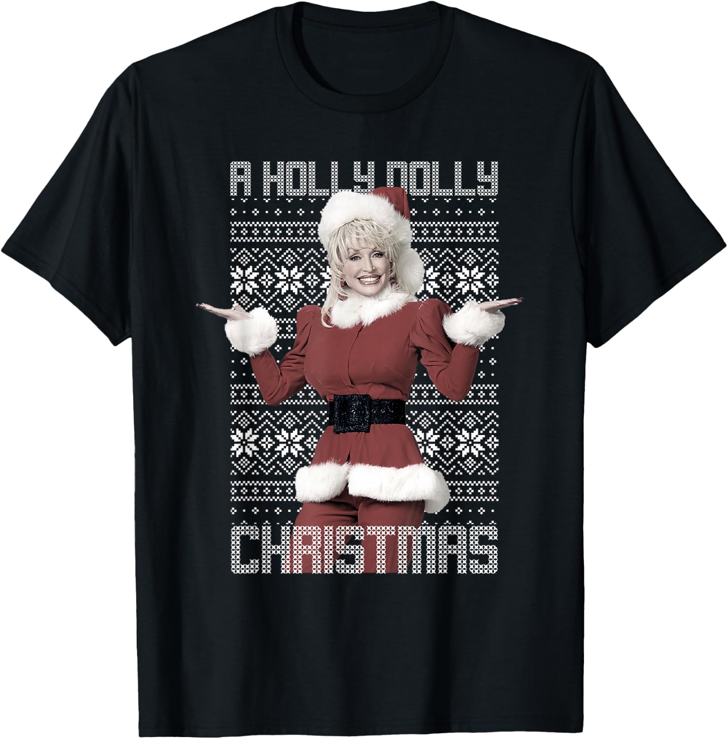 Dolly Parton Christmas Sweater T-Shirt - T-Shirt | Black
