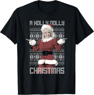 Dolly Parton Christmas Sweater T-Shirt - T-Shirt | Black