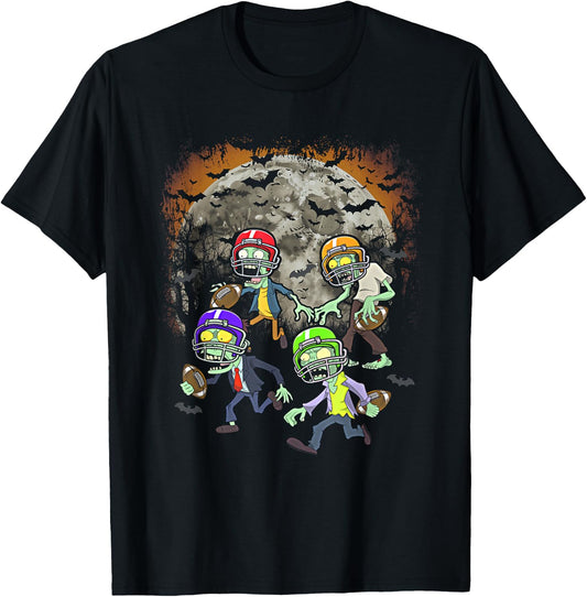 Football Zombie Player Halloween Spooky Football Team Sport T-Shirt - T-Shirt | Black