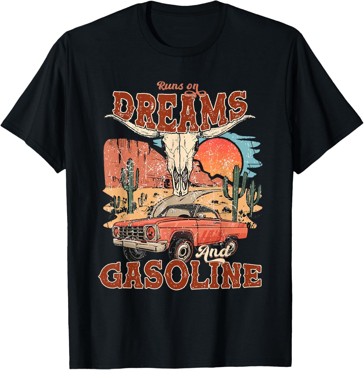 Runs On Dreams And Gasoline | I Got A Heart Like A Truck T-Shirt - T-Shirt | Black