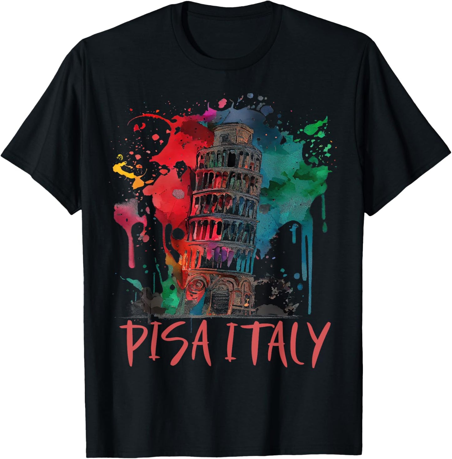 Italy Landmark Pisa Tower Tuscany Leaning Tower of Pisa T-Shirt - T-Shirt | Black