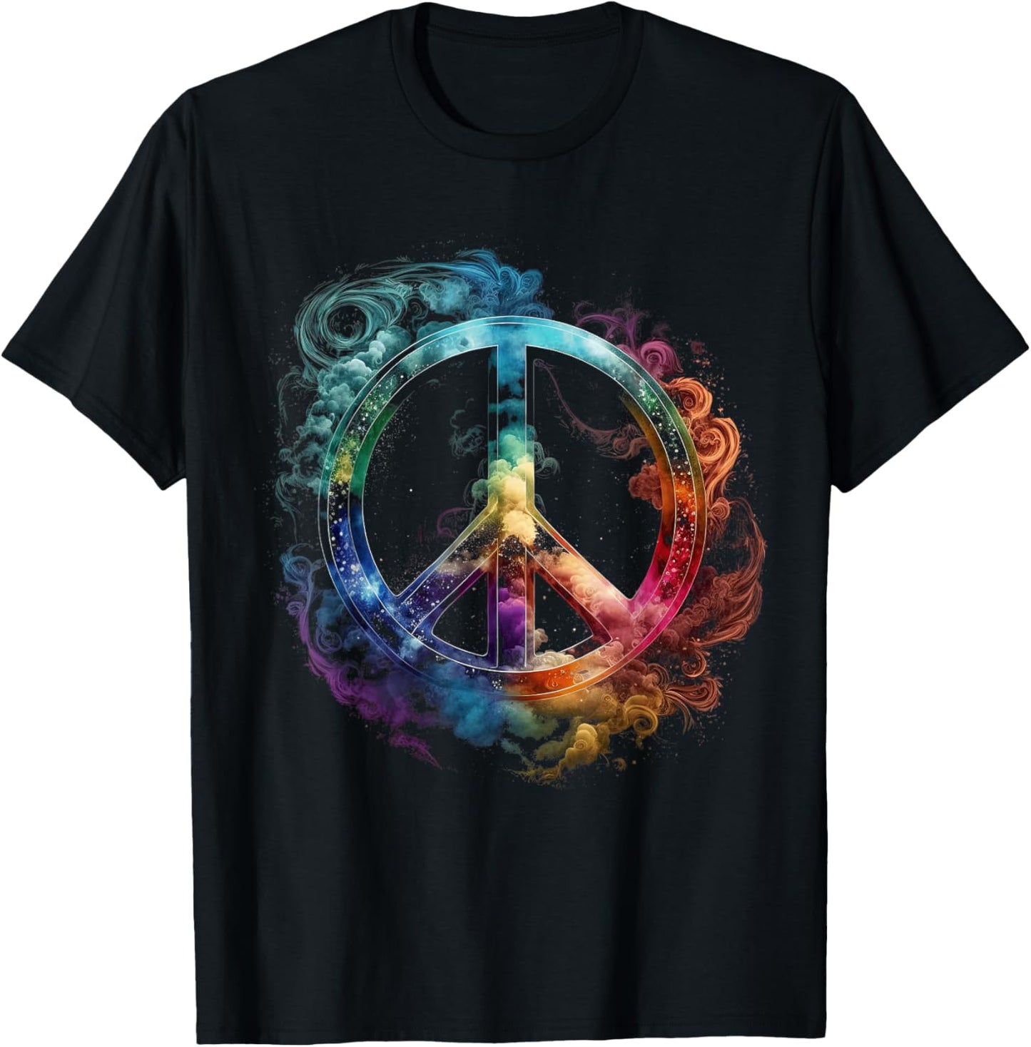 Peace sign of freedom hippie flower child space science T-Shirt - T-Shirt | Black